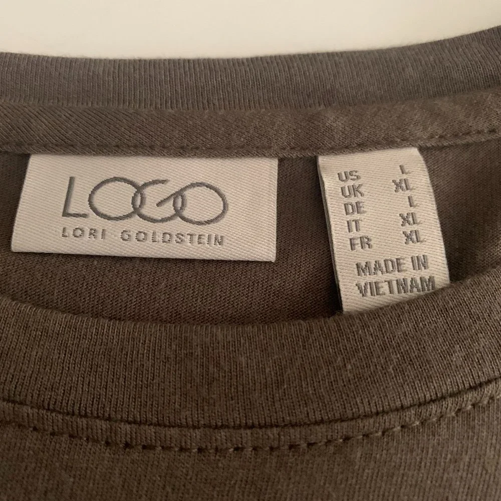 NWOT Logo Lori Goldstein Long Sleeve Dark Camo Green (Almost Brown) Shirt Sz Lg - Picture 4 of 13